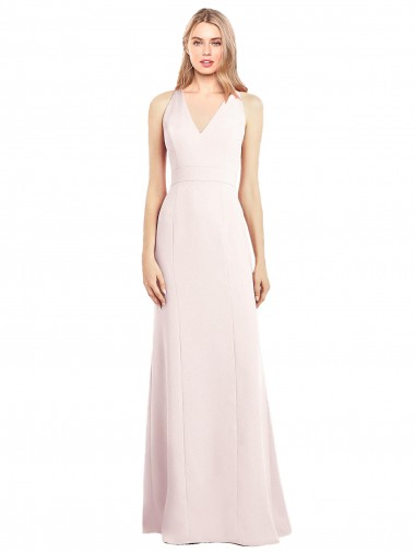 Buy V-Neck Keyhole Back Crepe Trumpet Prom Dress UK