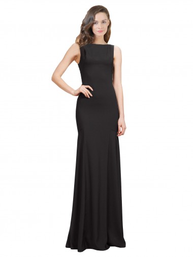 Buy Sleeveless Bateau Neckline Crepe Prom Dress with Twist Back UK