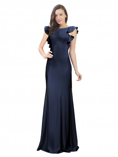 Buy Sleeveless Crepe Prom Dress with Cascading Ruffle and Keyhole Back UK