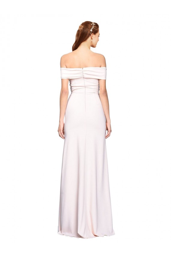 Criss Cross Off the Shoulder Crepe Prom Dress with Side Slit