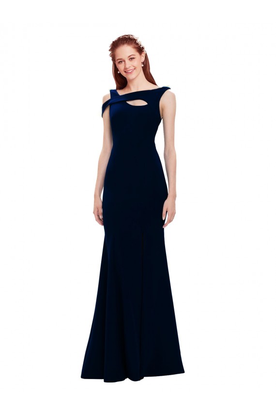 Sleeveless Crepe Mermaid Prom Dress with Side Slit