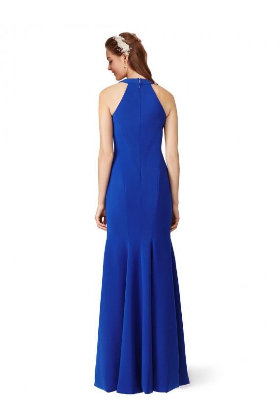 Halter V-Neck Long A-Line Crepe Prom Dress