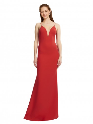 Buy Mermaid Plunging V-Neck Crepe Prom Dress with Wide Open Back UK