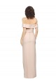 Off the Shoulder Long Crepe Prom Dress with Waist Tie and Slit