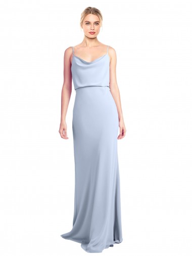 Buy Feminine Cowl Neck Slim Floor Length Stretch Crepe Prom Dress UK