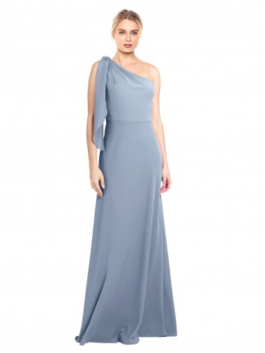 Buy Draped Flutter Sleeves One Shoulder Stretch Crepe Prom Dress UK