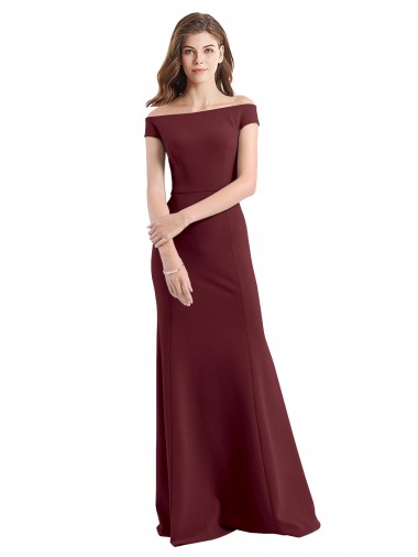 Buy Off the Shoulder Fit and Flare Stretch Crepe Prom Dress UK