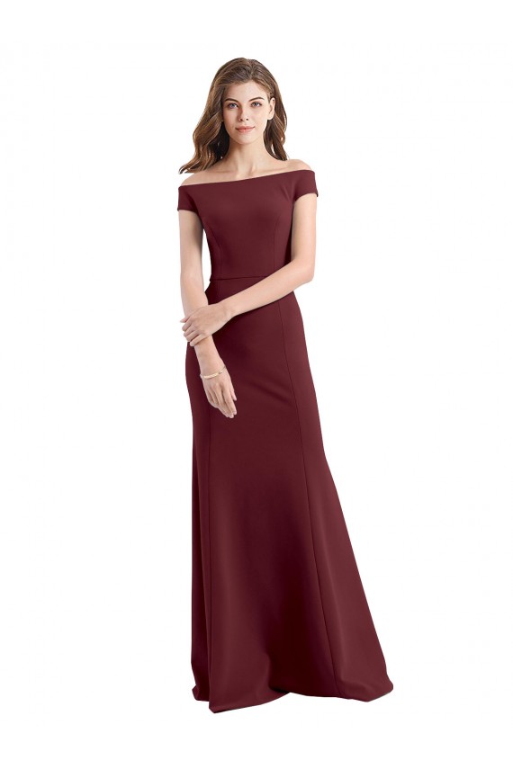 Off the Shoulder Fit and Flare Stretch Crepe Prom Dress