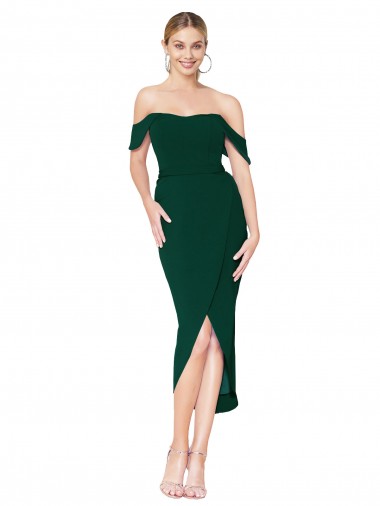 Buy Off the Shoulder Short Knee Length Crepe Wrap Cocktail Prom Dress / Homecoming Dress UK