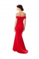 Off the Shoulder Sweetheart Maxi Crepe Prom Dress With Thigh Split and Train