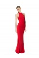 Halter Neck Keyhole Back Sleeveless Crepe Maxi Prom Dress