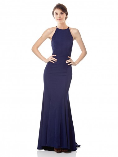 Buy High Neck Fishtail Crepe Prom Dress with Open Back Detail UK