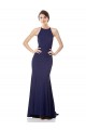 High Neck Fishtail Crepe Prom Dress with Open Back Detail