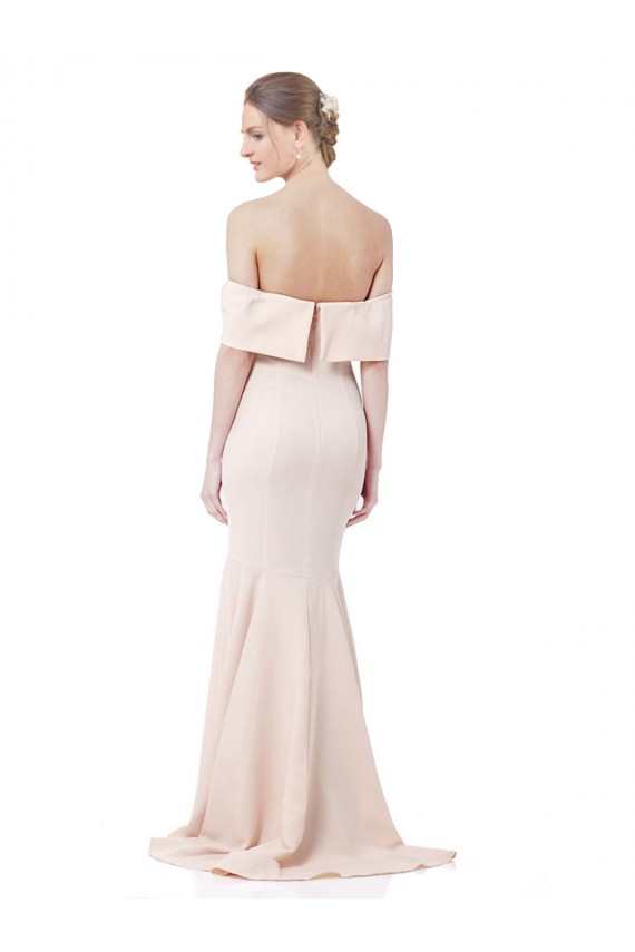 Mermaid Bardot Maxi Crepe Bridesmiad Dress with Fishtail Train