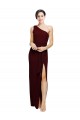 One Shoulder Sheath Crepe Prom Dress with High Side Split