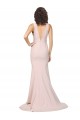 Deep Plunging V-Neckline Full Length Crepe Prom Dress with Deep V-Backline