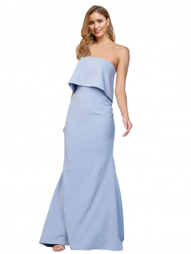 Buy Strapless Full Length Crepe Prom Dress with Bodice Overlay UK