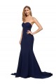 Fit and Flare Sweetheart Long Crepe Prom Dress with Sweep Train