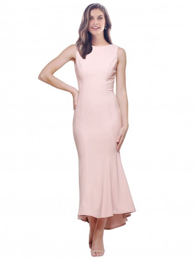 Buy High Neck Low V-Back Midi Length Crepe Cocktail Dress / Prom Dress UK