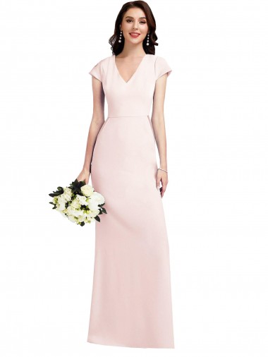 Buy Cap Sleeve A-Line Crepe Prom Dress with Pockets UK