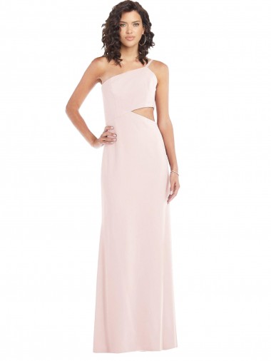 Buy Flirty One Shoulder Midriff Cutout Maxi Crepe Prom Dress UK