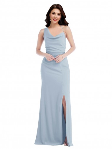 Buy One Shoulder Draped Cowl Neck Maxi Prom Dress UK