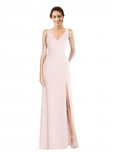 Buy Square Neck Low Back A-Line Prom Dress with Front Slit and Pockets UK