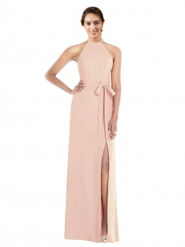 Buy Halter Criss Cross Cutout Back Maxi Crepe Prom Dress UK