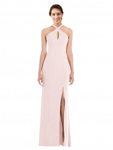 Buy Criss Cross Halter Princess Line Trumpet Crepe Prom Dress UK