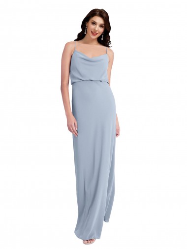 Buy Draped Cowl Neck Long Crepe Prom Dress with Spaghetti Straps UK