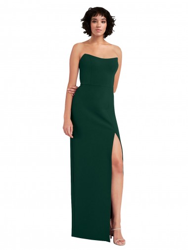 Buy Scooped Strapless Neckline Crepe Prom Dress with Side Slit UK