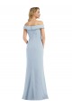 Off the Shoulder Tuxedo Maxi Prom Dress with Front Slit