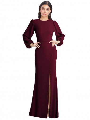 Buy Puff Sleeves Long Maxi Briddesmaid Dress with Cutout Tie Back UK