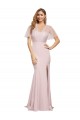 Crepe Long Sweetheart Neckline Prom Dress with Tulle Overlay Shoulders