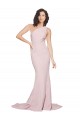 Long Sweep Train One Shoulder Crepe Prom Dress with Side Leg Split