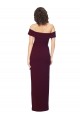 Fitted Full Length Off the Shoulder Crepe Prom Dress with Side Split and Waist Tie