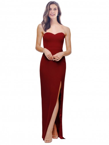 Buy Straight Pencil Skirt Long Sweetheart Crepe Prom Dress with High Side Split UK