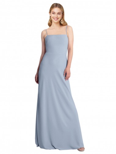 Buy Straight Neckline Crepe Slip Prom Dress with Strappy Back UK