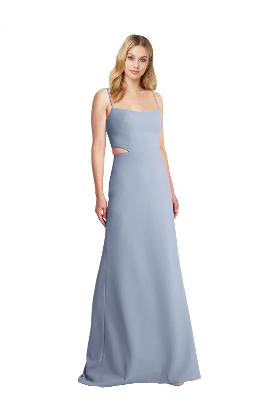 Feminine Scoop Neckline Long Crepe Slip Prom Dress 