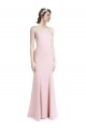 Square Neck Criss Cross Open Back Slim Crepe Prom Dress with Spaghetti Straps