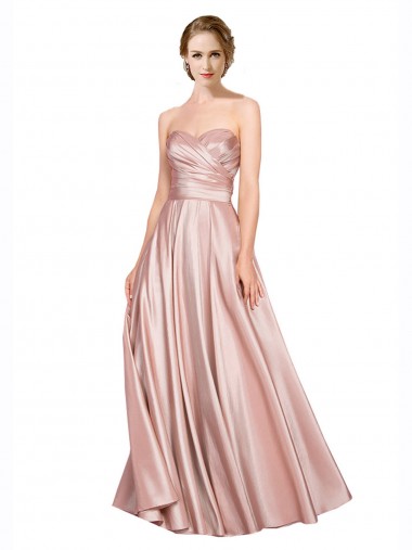 Buy Long Plated Strapless Sweetheat Stretch Satin Prom Dress UK