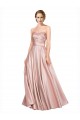 Long Plated Strapless Sweetheat Stretch Satin Prom Dress