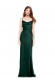 Fitted Cowl Neck Long Stretch Satin Slip Prom Dress with V-Back