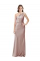 One Shoulder Black-Tie Floor Length Long Stretch Satin Prom Dress