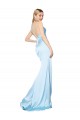 Double Straps V-Neck Sleeveless Stretch Satin Prom Dress with High Slit