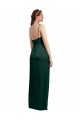 Sleek Straight Neckline Long Wrap Stretch Satin Prom Dress with Angled Pleats