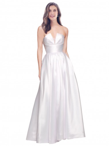 Buy Full Length Strapless V-Cutout Stretch Satin Prom Dress UK