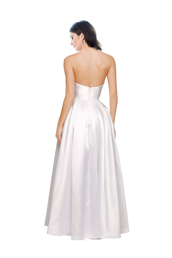 Full Length Strapless V-Cutout Stretch Satin Prom Dress