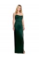 Scooped Strapless Neckline Stretech Satin Prom Dress with Side Slit