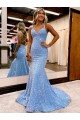 Criss Cross Open Back V-Neck Sleeveless Long Velvet Sequin Prom Dress